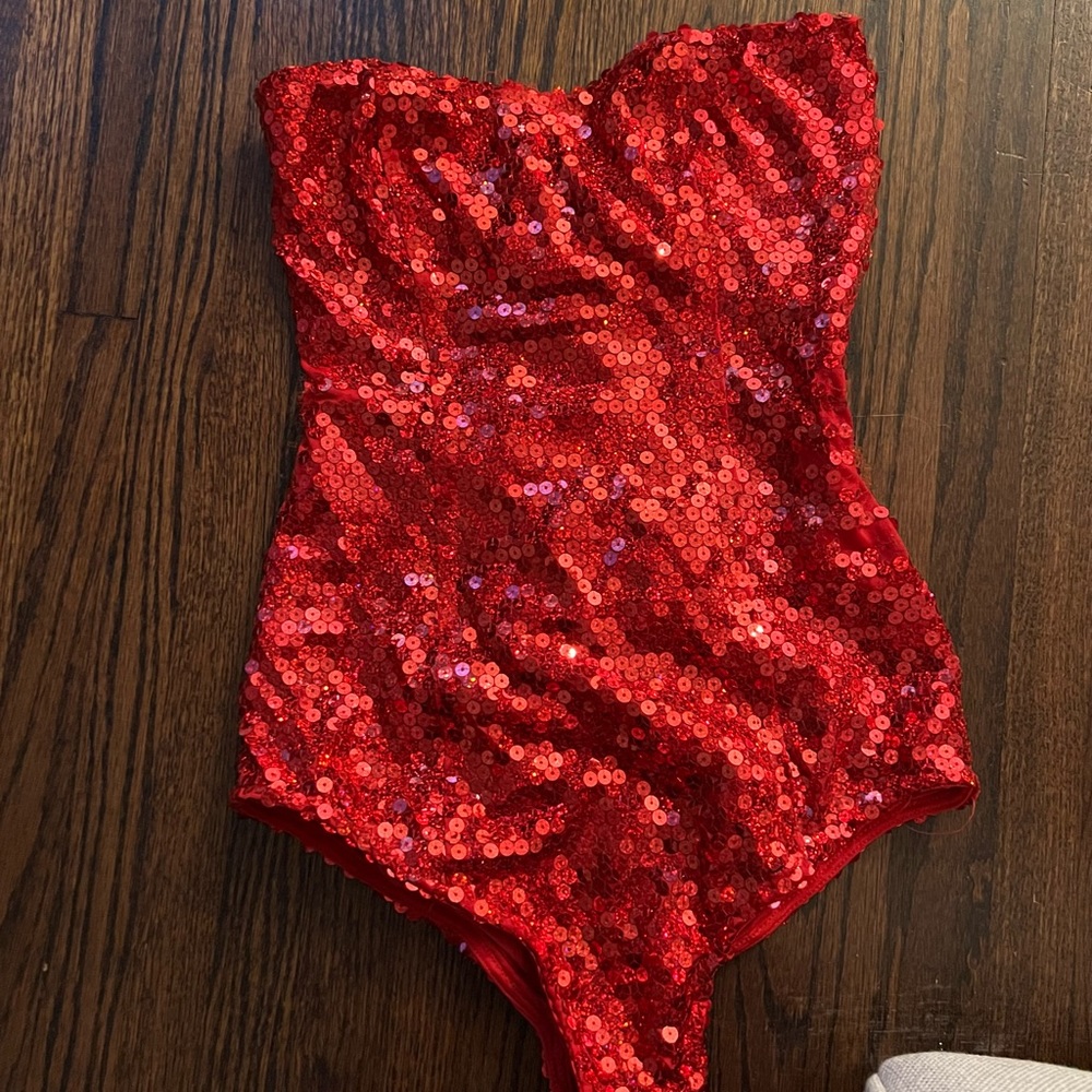 Red Sequin Bodysuit - Halloween Devil Costume